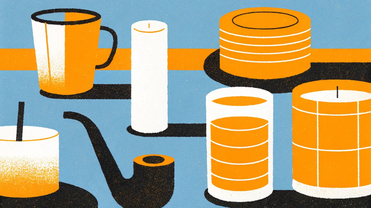 Vardagsföremål med cylinderform: mugg, ljus, burk och glas