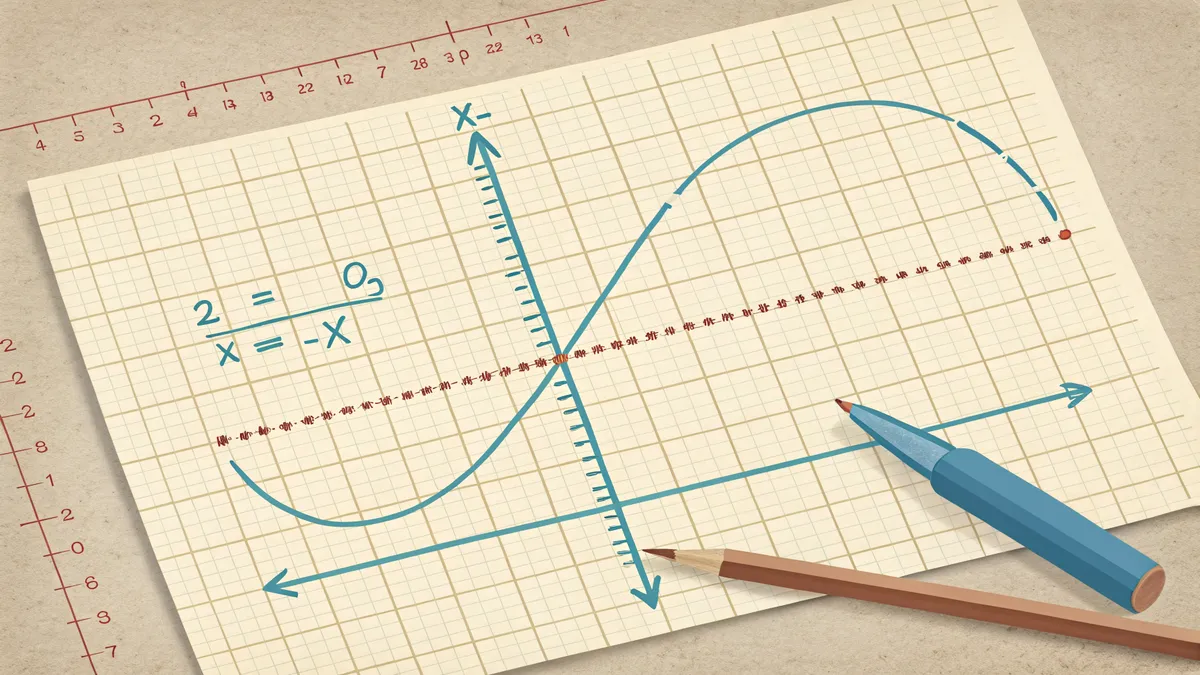 Parabel och linje ritade med penna på rutat papper
